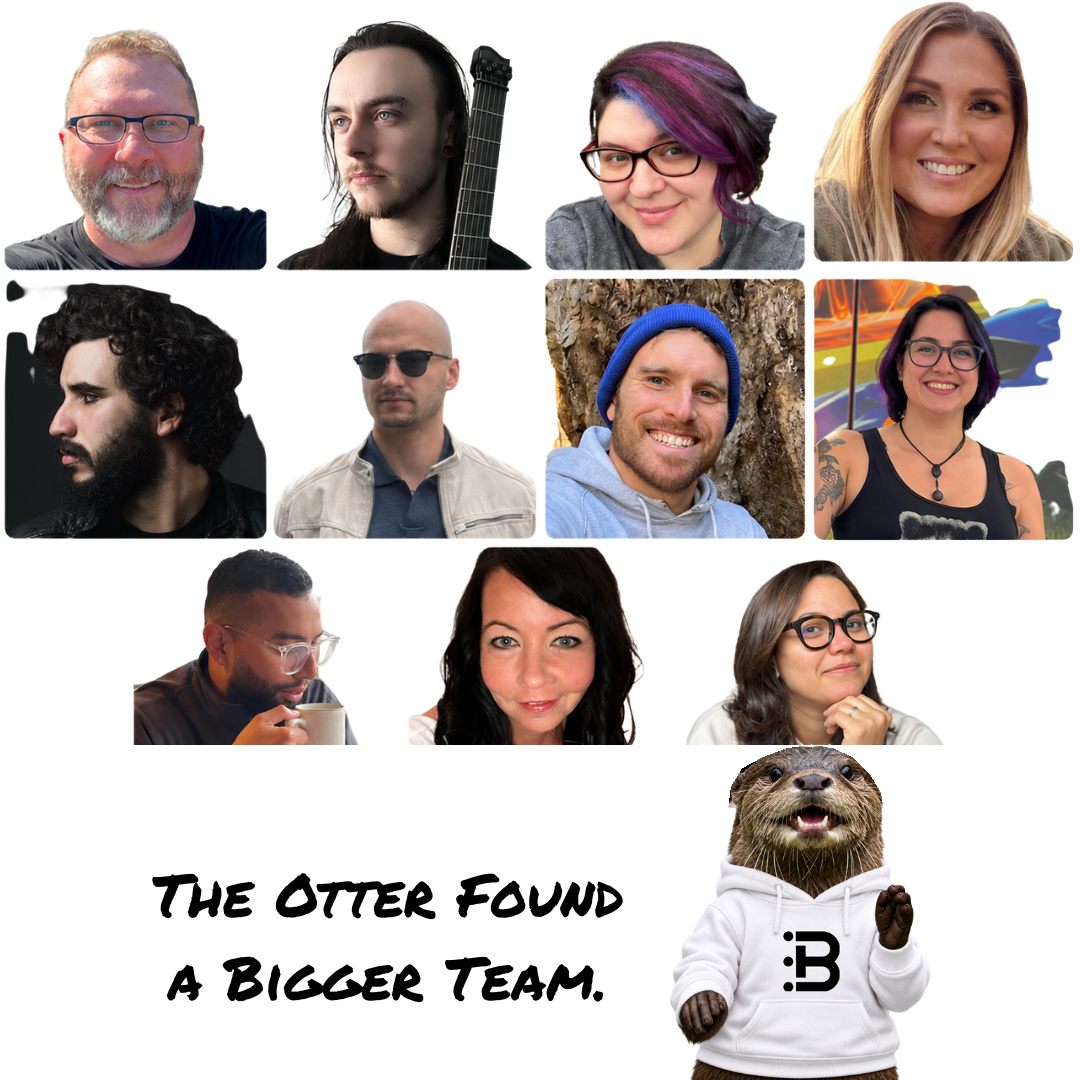 Behind The Work team with the Busy Otter mascot